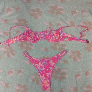 Kulani Kinis Pink Floral Bikini TOP ONLY